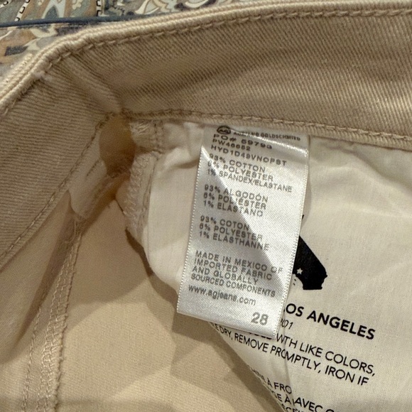 AG Adriano Goldschmied Cream Straight Leg Jeans